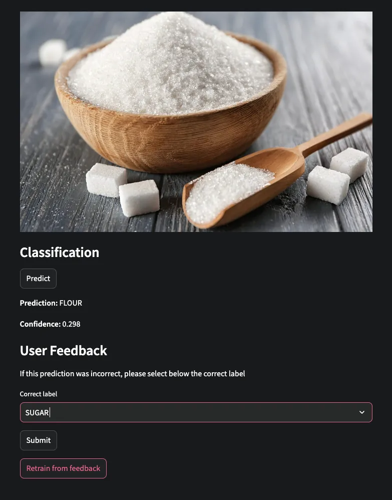 Grocery Classifier — user feedback