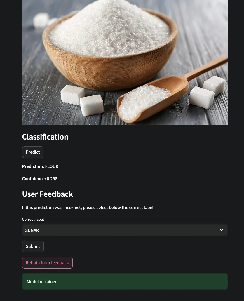 Grocery Classifier — retraining the model