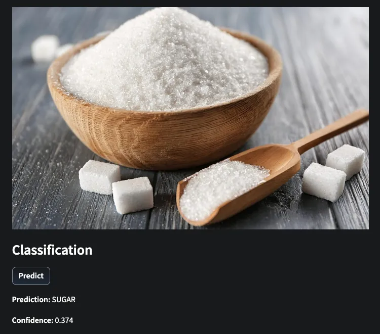 Grocery Classifier — corrected prediction