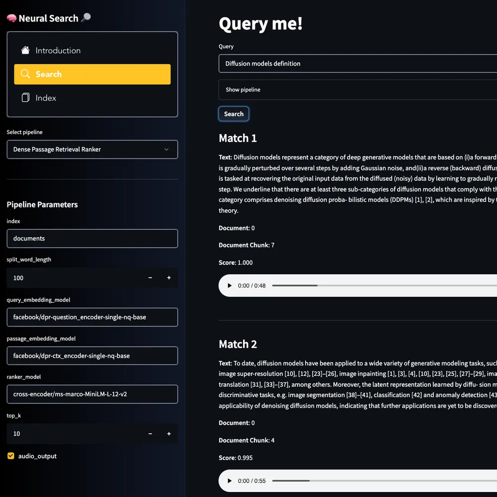 Neural Search — search interface